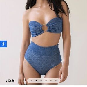 Montce sky sparkle high rise bikini bottom size large